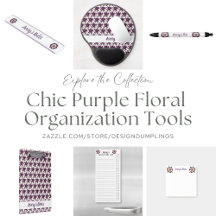 Chic Purple Floral Organization Tools
