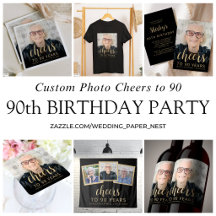 Custom Photo Cheers 90th Birthday Party