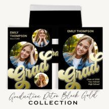 Graduation Gold Retro Style Modern Typography 