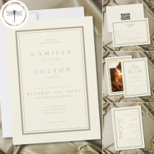 Ivory Cream Minimalist Frame Wedding