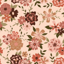 Whimsical Peach Brown Floral Pattern
