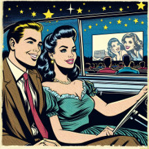 Retro 1950's Couple at a Drive-in Movie 