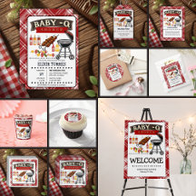 Baby-Q Checkered Red & Black Grill Baby Shower 