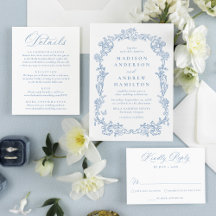 Elegant Dusty Blue Victorian Floral Wedding