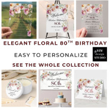80th Birthday Elegant Floral Acrylic Invitations 