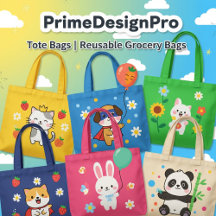 PrimeDesignPro Tote Bags   Reusable Grocery Bags