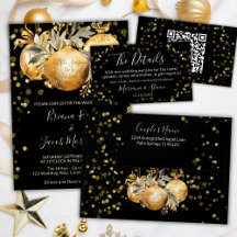 Elegant Gold Black Christmas Wedding Suite