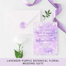 Purple Botanical Floral Watercolor Wedding Suite