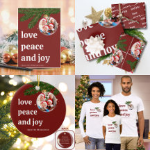 Burgundy Love Peace Joy Christmas Photo Collection
