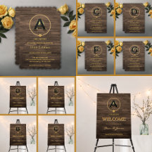 Rustic Cute Gold Heart Monogram Family Baby Shower