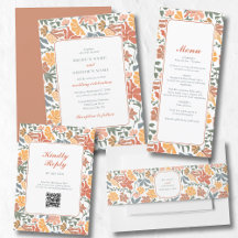 Abstract Floral & Birds Mid Century Modern Wedding