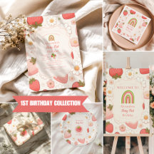 Girl Strawberry Berry First 1st Birthday Party