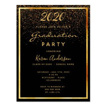 Graduation 2025 - black golden confetti