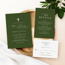 Boho Script Calligraphy Olive Green Wedding