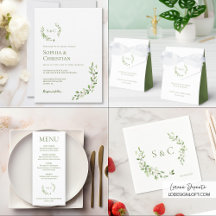 Modern Wreath Greenery Monogram Wedding Collection