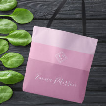 Pink Minimalist Stylish Monogram Script Name 