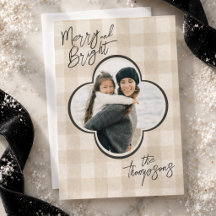 Elegant Neutral Gingham Quatrefoil Christmas Suite