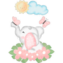 Cute Baby Elephant With Pink Flowers Collection