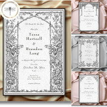 Vintage Gothic Medieval Line Border White Wedding