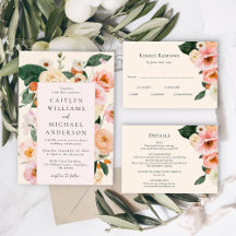 Elegant Blush Pink Peach Floral Wedding Collection