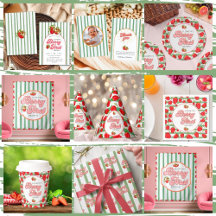 Rustic White Green Berry First Birthday Strawberry