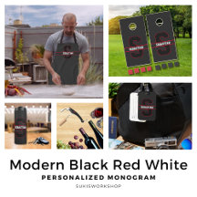 Modern Black Red White - Personalized Monogram