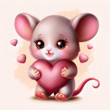 Cute Baby Mouse with Valentine's Heart
