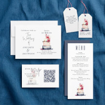 Watercolor wedding cake wedding stationery