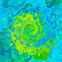 Groovy Chartreuse and Aquamarine Liquid Swirl