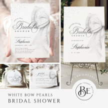 White Bow Pearls Bridal Shower