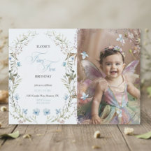 Fairy First Birthday | Dusty Blue & Whimsical Wild