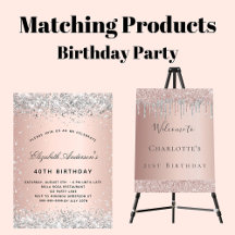 Birthday party - rose gold silver glitter