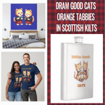 DRAM GOOD CATS ORANGE TABBIES IN SCOTTISH KILTS