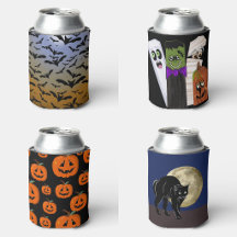 Can Cooler Sleeves With Halloween Themed Designs 