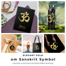 Elegant Gold Om Sanskrit Symbol on Black
