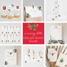 Winter Christmas Baby Girl Shower Collection
