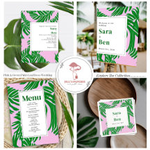 Pink & Green Palm Leaf Deco Wedding
