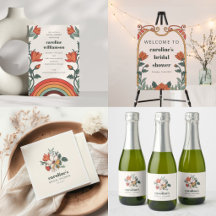 Bohemian Art Nouveau Floral Rainbow Bridal Shower