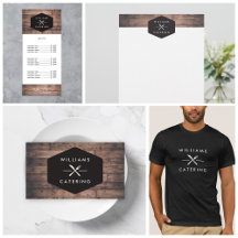 Rustic Crossed Fork Knife Catering Business Suite