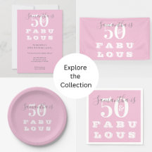 50th Birthday 50 fabulous Pink Gray Birthday Party