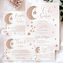Rose gold glitter moon stars clouds oh baby shower