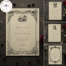 Vintage Gothic Black Toile Tan Wedding