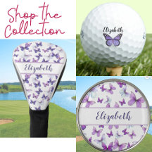Purple Butterflies Golf Accessories for Ladies