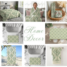 Green and Beige Vintage Botanical Flowers Pattern