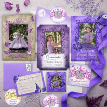 Purple & Plum Quinceañera Invitation Suite