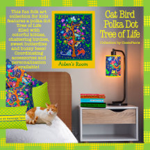 Cat Bird Polka Dot Tree of Life for Kids