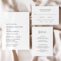 Modern Typography Elegant Wedding Invitation Suite