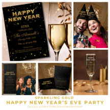 Sparkling Gold Happy New Year's Eve Party
