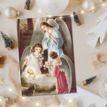 Vintage Nativity Christmas Angels and Baby Jesus