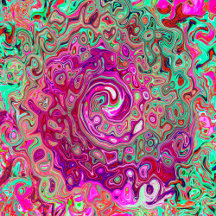 Abstract Magenta and Green Retro Liquid Swirl